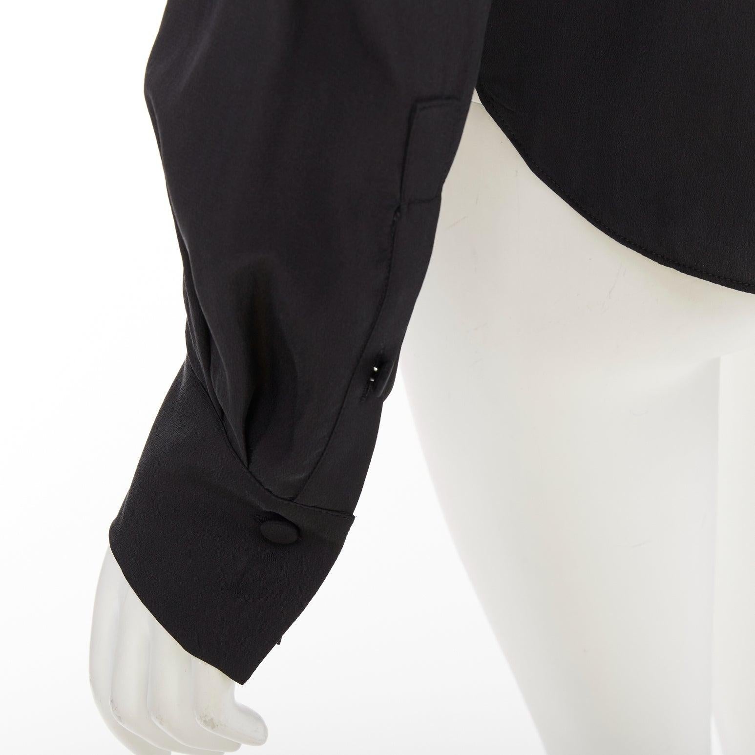ANOTHER TOMORROW 100% seta nera, camicia con gomitolo, camicetta top IT36 XXS in vendita 2