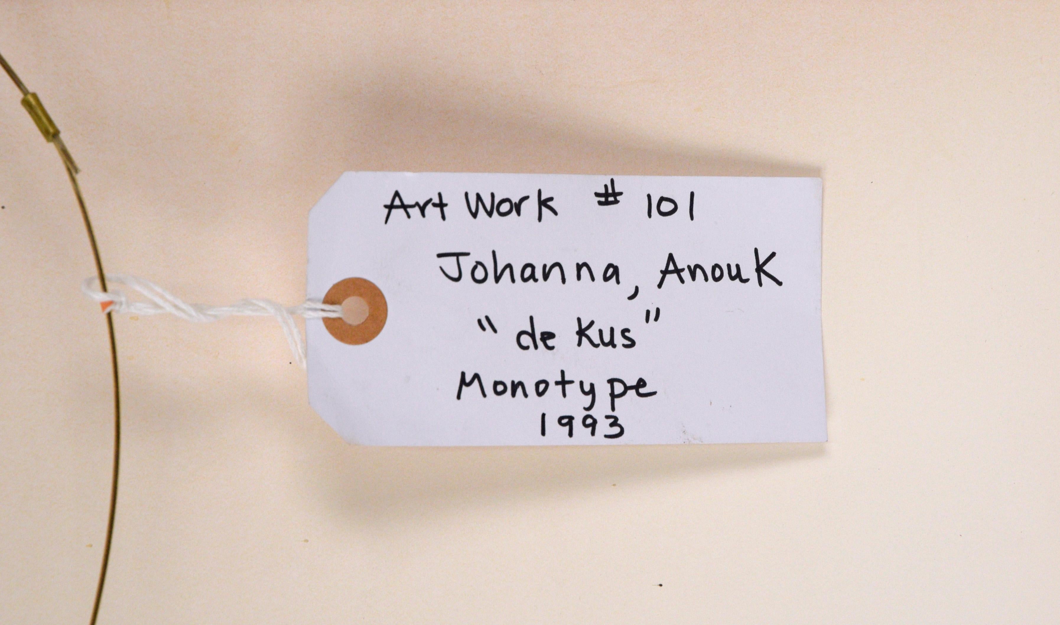 Abstrakte Monotypie „de Kus“ (Der Kus) in Tinte auf Papier im Angebot 7