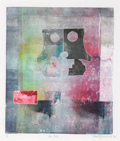 "de Kus" (The Kiss) Abstract Monotype in Ink on Paper