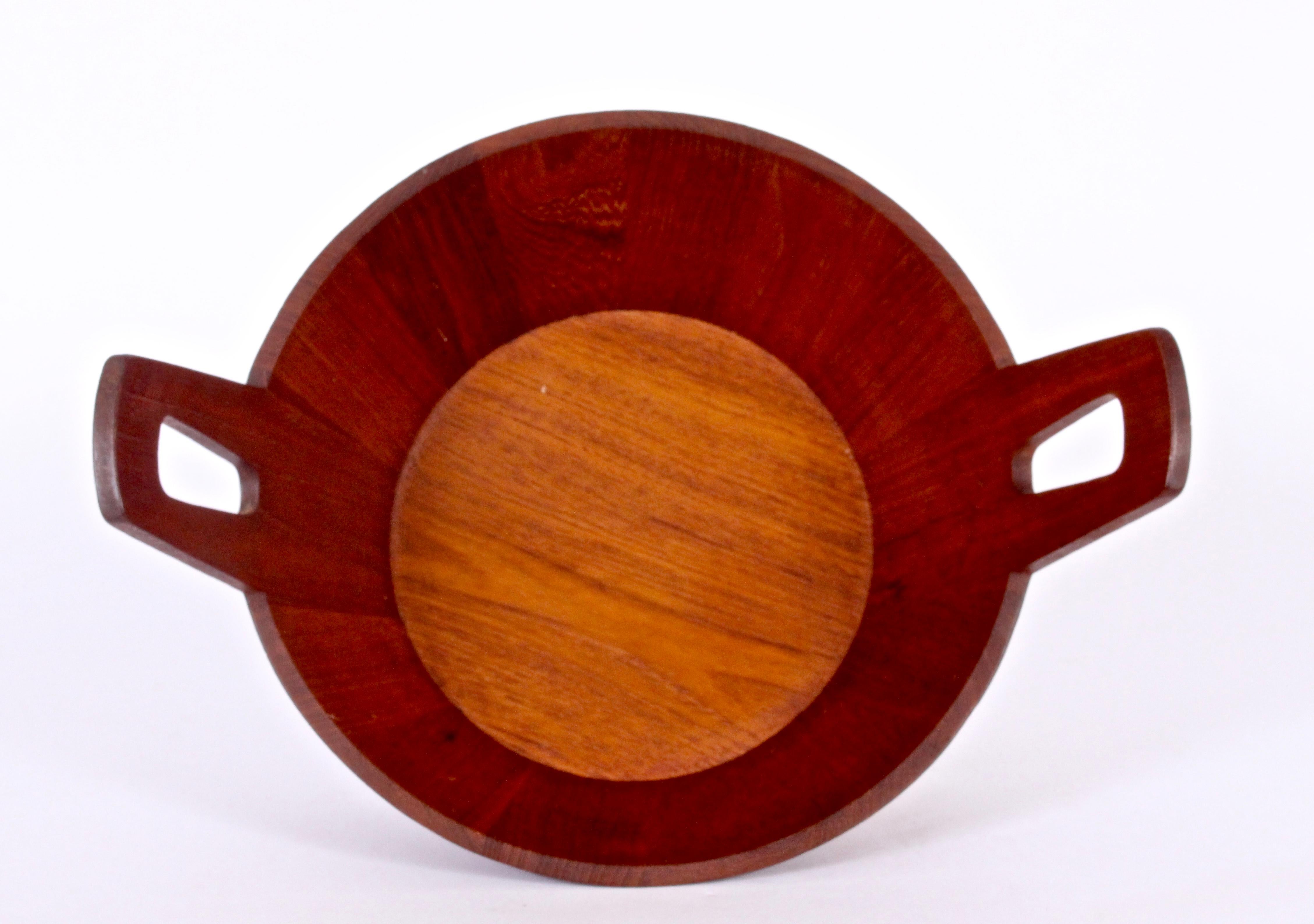 Italian Mid-Century Modern Anri Form teak bowl with handles. Made in Italy. Sculptural. Rarity. With label and tag.
 
