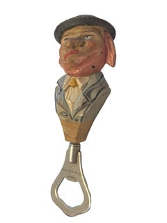 ANRI Wood Carved Figure Figural Bottle Opener, vintage 1920s