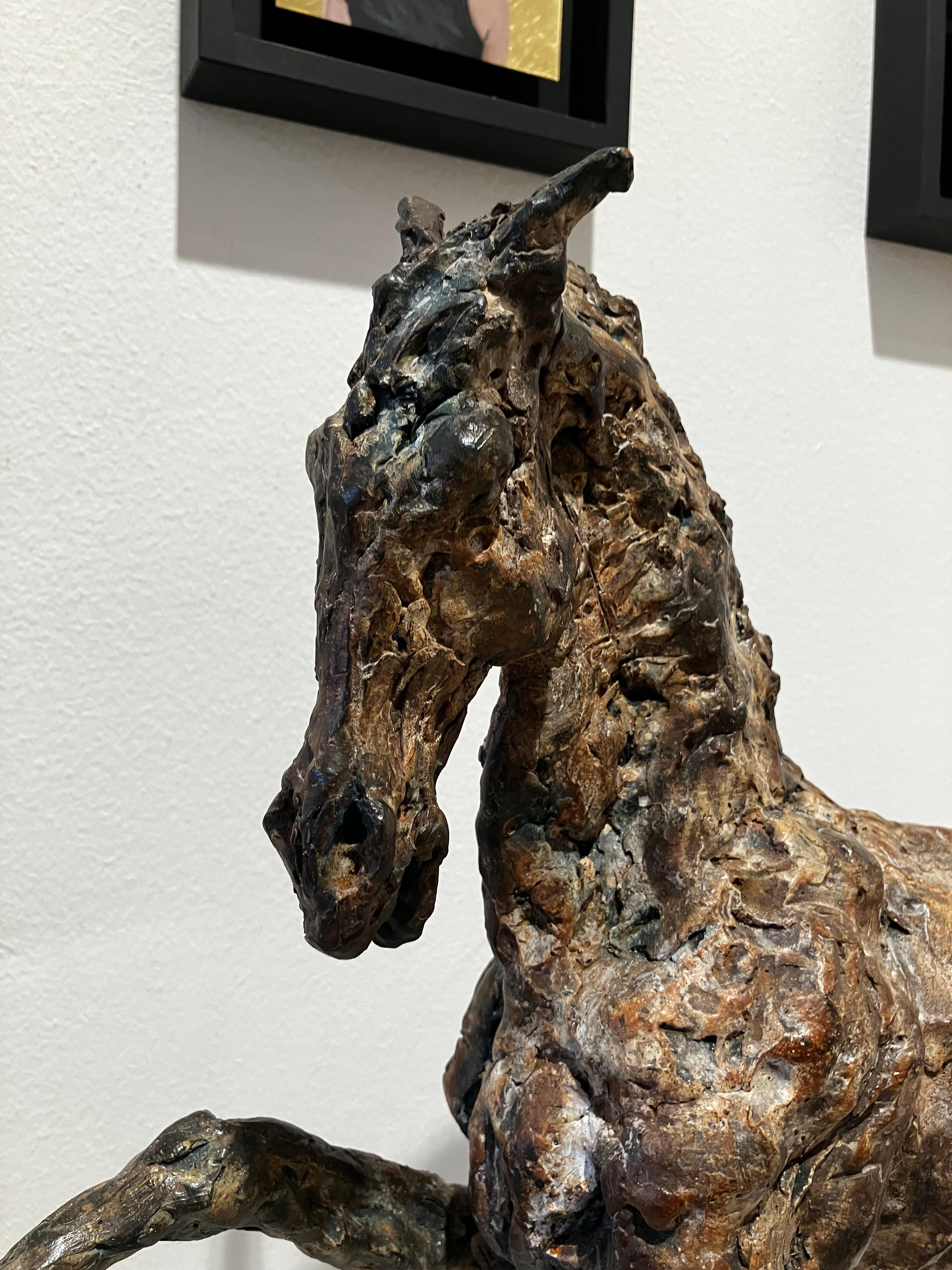 ''Andaluz'', Escultura Contemporánea de Bronce Marrón Retrato de un Caballo - Sculpture Contemporáneo de Ans Zondag