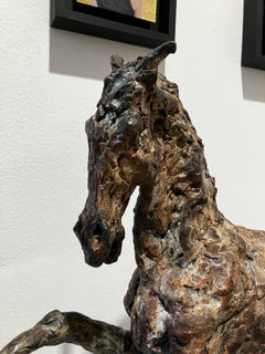 Andalusier'', Zeitgenössische Bronze Brown Skulptur Portrait eines Pferdes