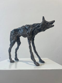 ''Angry Wolf'', Dutch Contemporary Bronze Sculpture Portrait of a Wolf