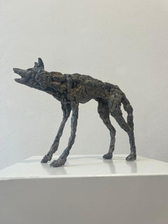 ''Angry Wolf'', Dutch Contemporary Bronze Sculpture Portrait of a Wolf