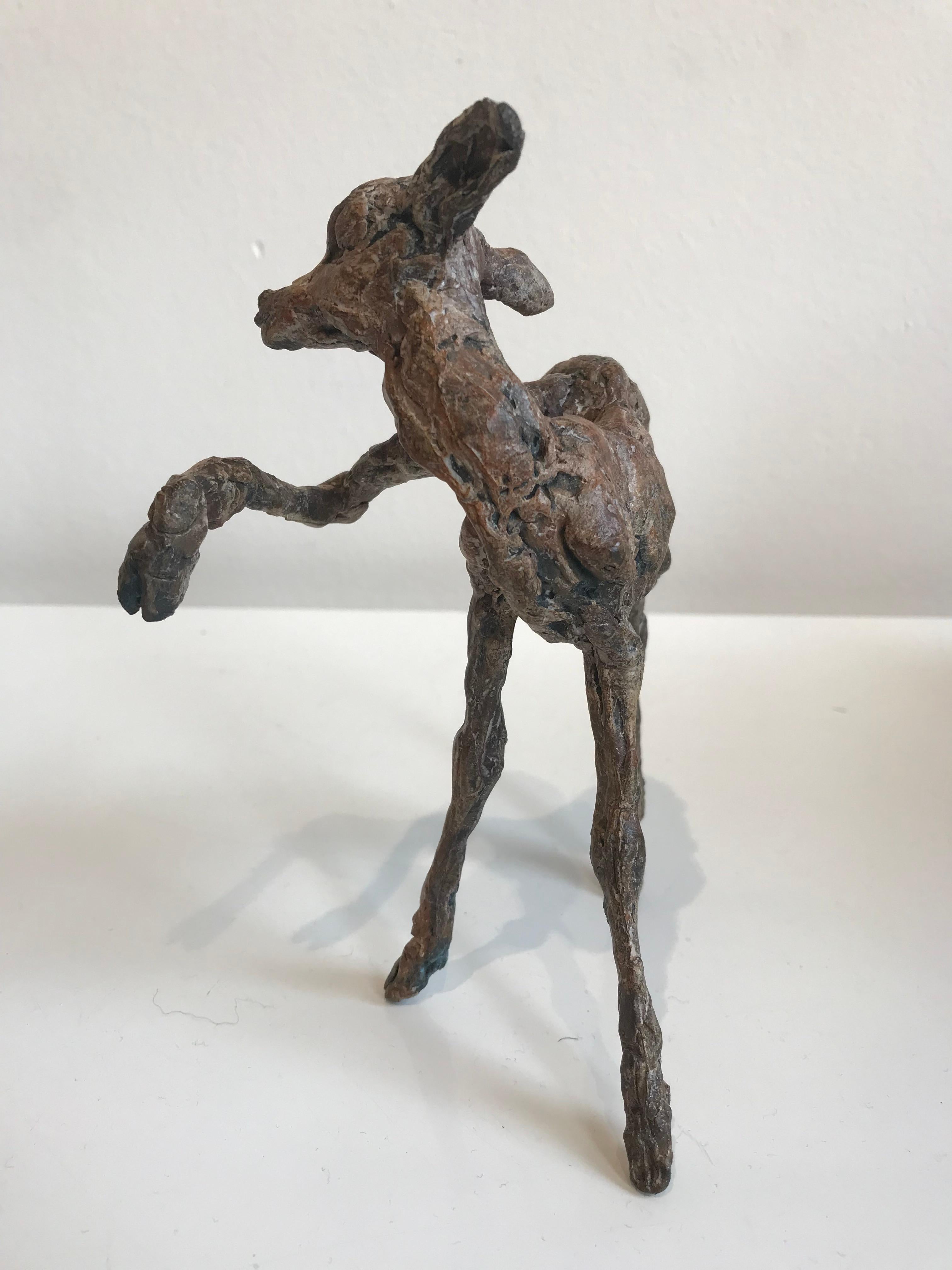 ''Baby Deer'' Contemporary Bronze Sculpture Portrait of a Baby Deer, Fawn 1