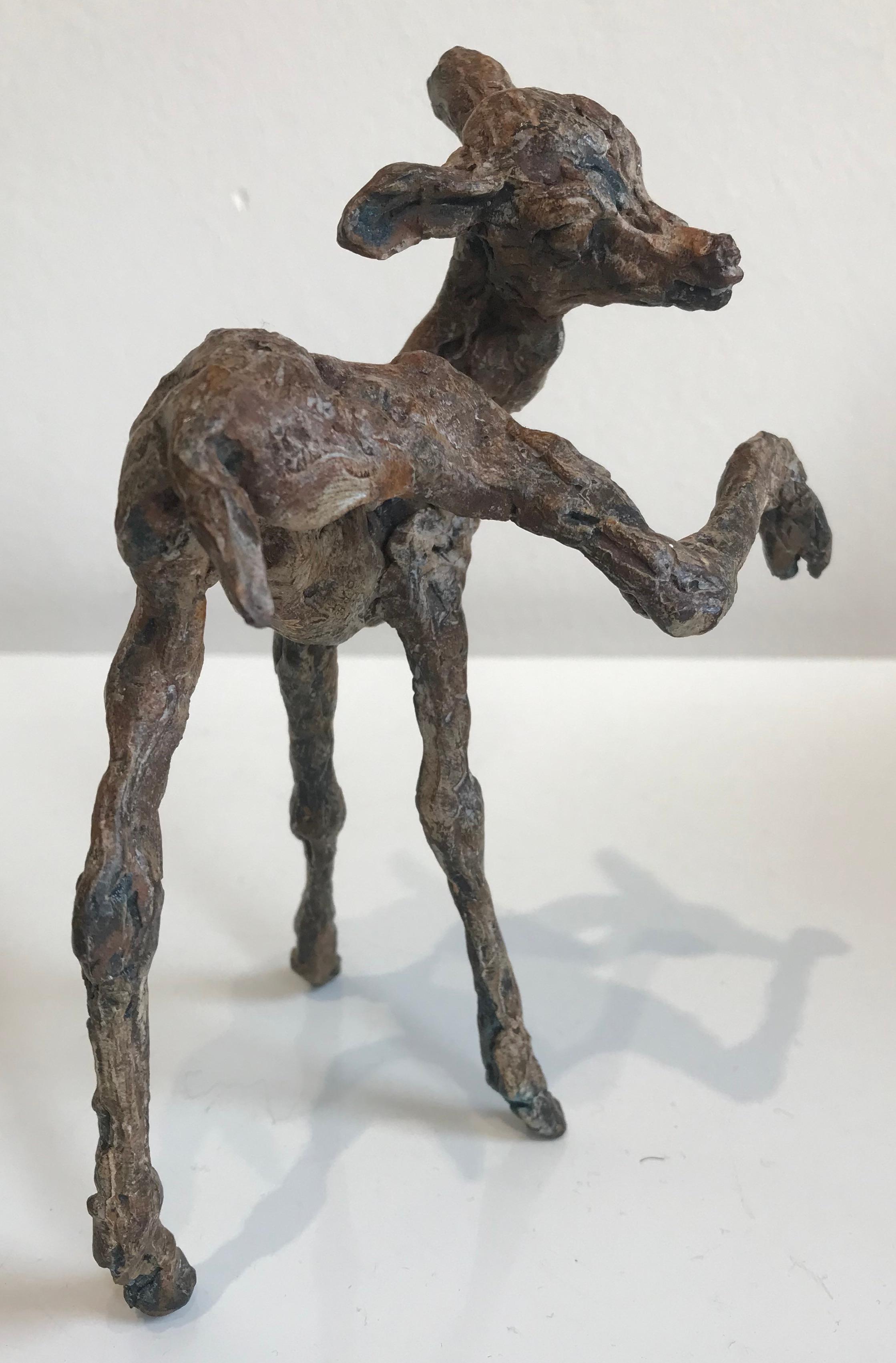 ''Baby Deer'' Contemporary Bronze Sculpture Portrait of a Baby Deer, Fawn 3