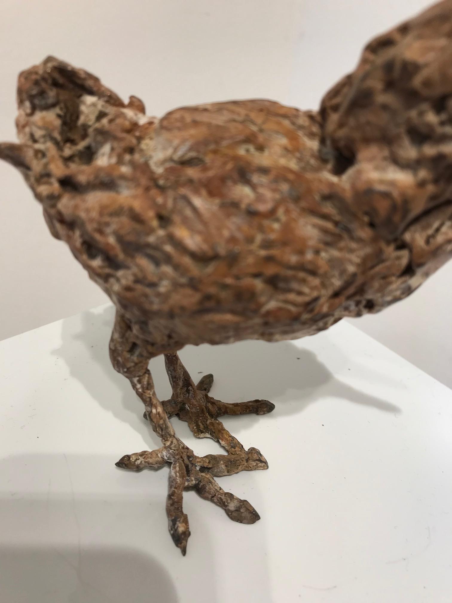 ''Bantam'', Contemporary Bronze Sculpture Portrait of a Baby Chicken, Poultry 6