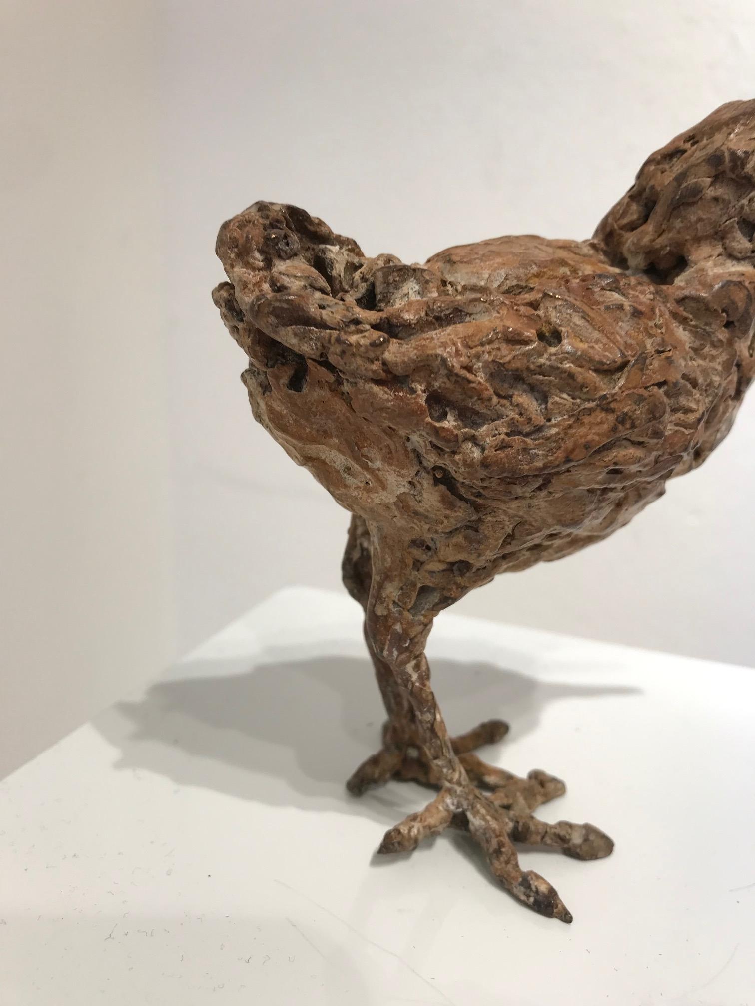 ''Bantam'', Contemporary Bronze Sculpture Portrait of a Baby Chicken, Poultry 7