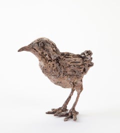 ''Bantam'', Contemporary Bronze Sculpture Portrait of a Baby Chicken, Poultry