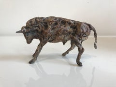 Zeitgenössische Bronzeskulptur „Bull“ mit Porträt eines Stiers
