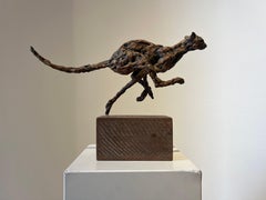 ''Cheetah Running'', Contemporary Bronze Sculpture Portrait of a Moving Cheetah