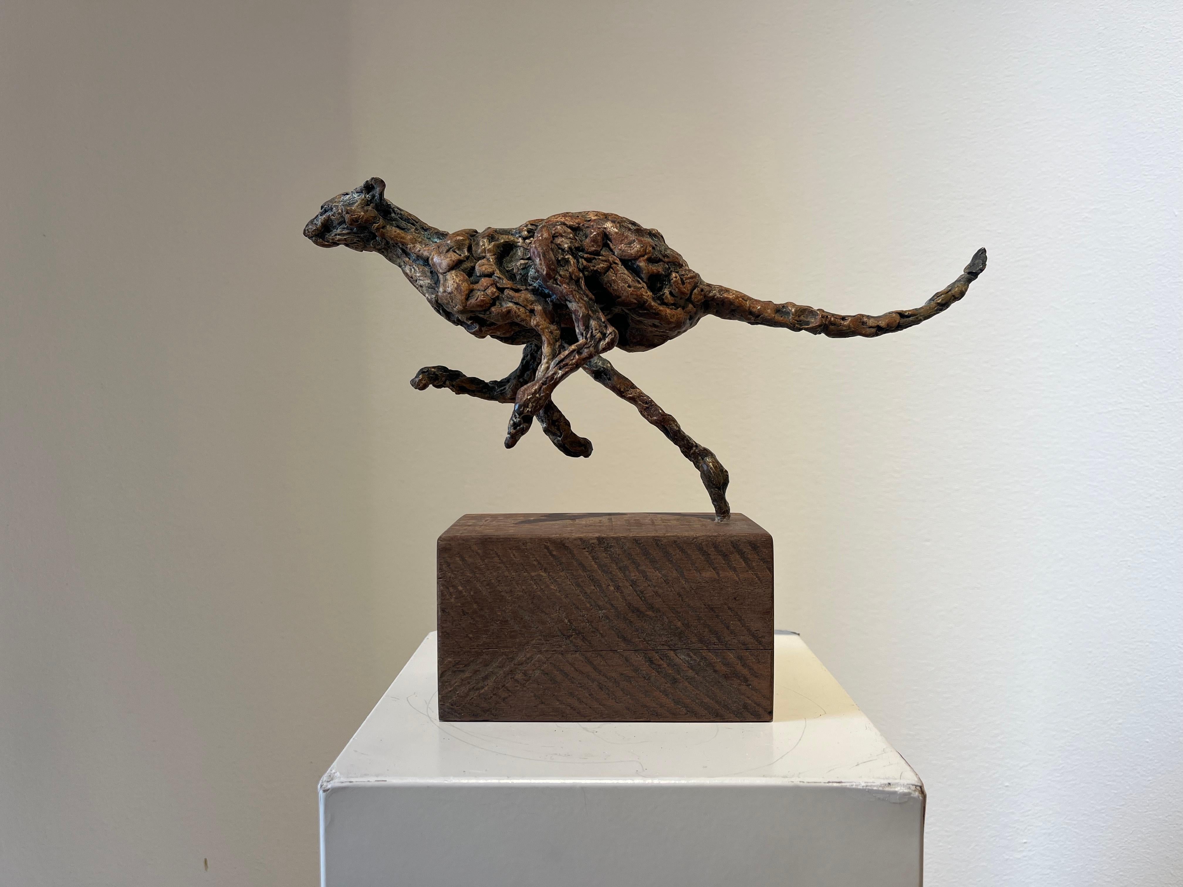 ''Cheetah Running'', Contemporary Bronze Sculpture Portrait of a Moving Cheetah For Sale 3
