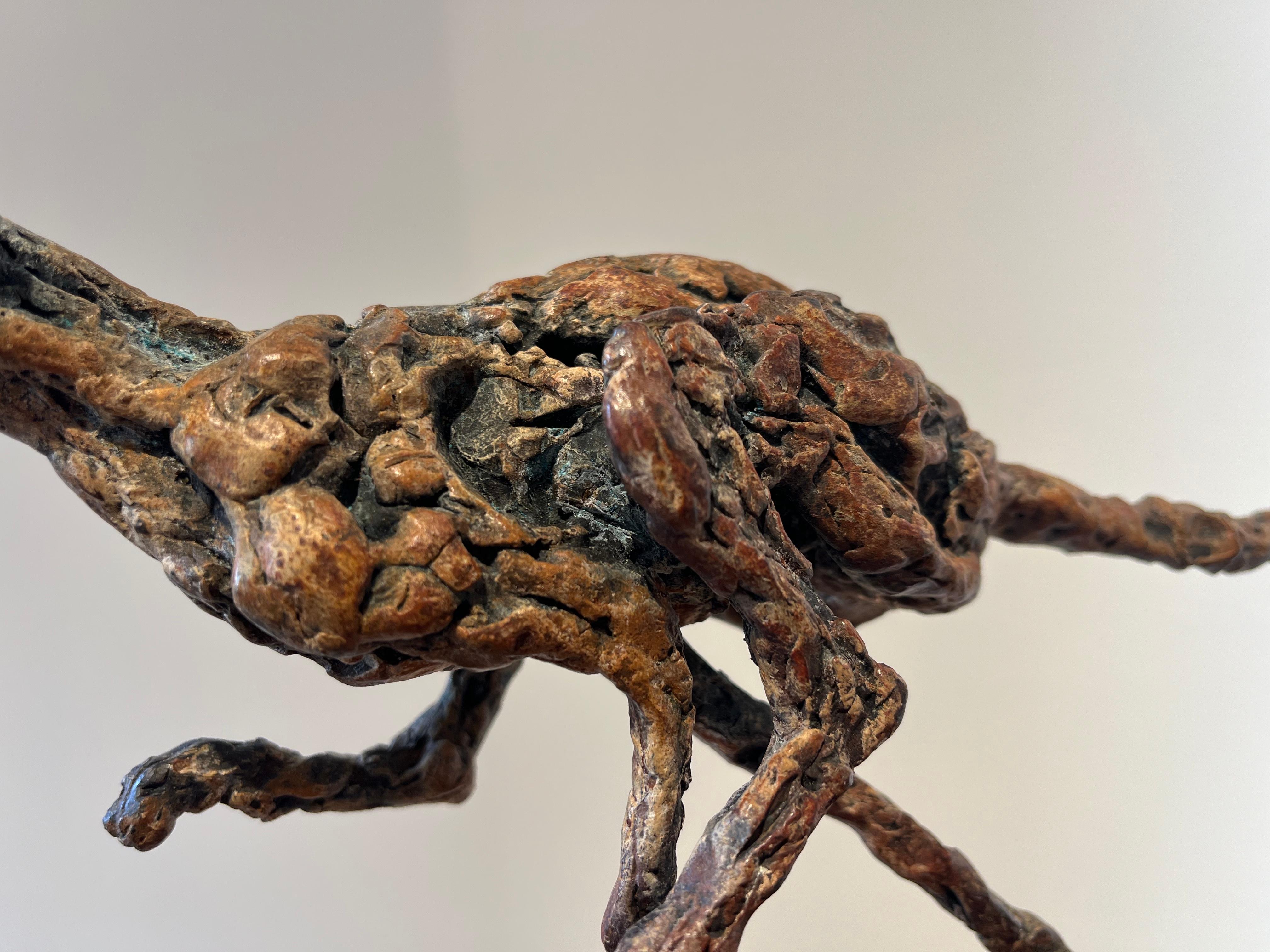 ''Cheetah Running'', Contemporary Bronze Sculpture Portrait of a Moving Cheetah For Sale 4