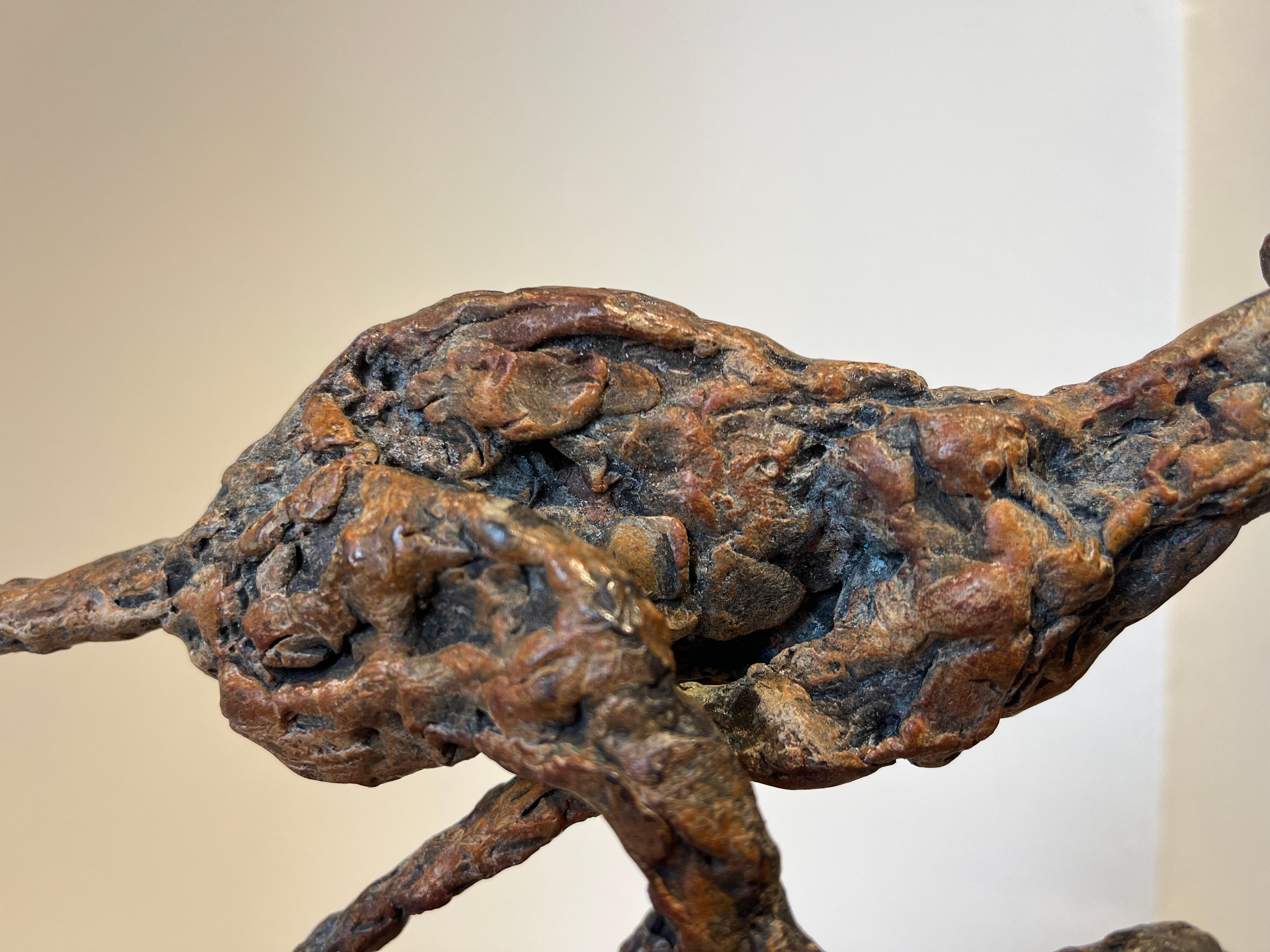 ''Cheetah Running'', Contemporary Bronze Sculpture Portrait of a Moving Cheetah For Sale 5