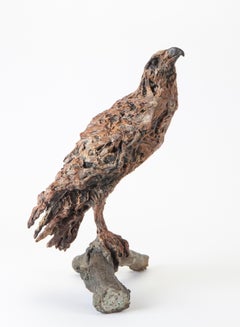 Kontemplation'', Contemporary Bronze Sculpture Porträt eines Bussards auf Branch