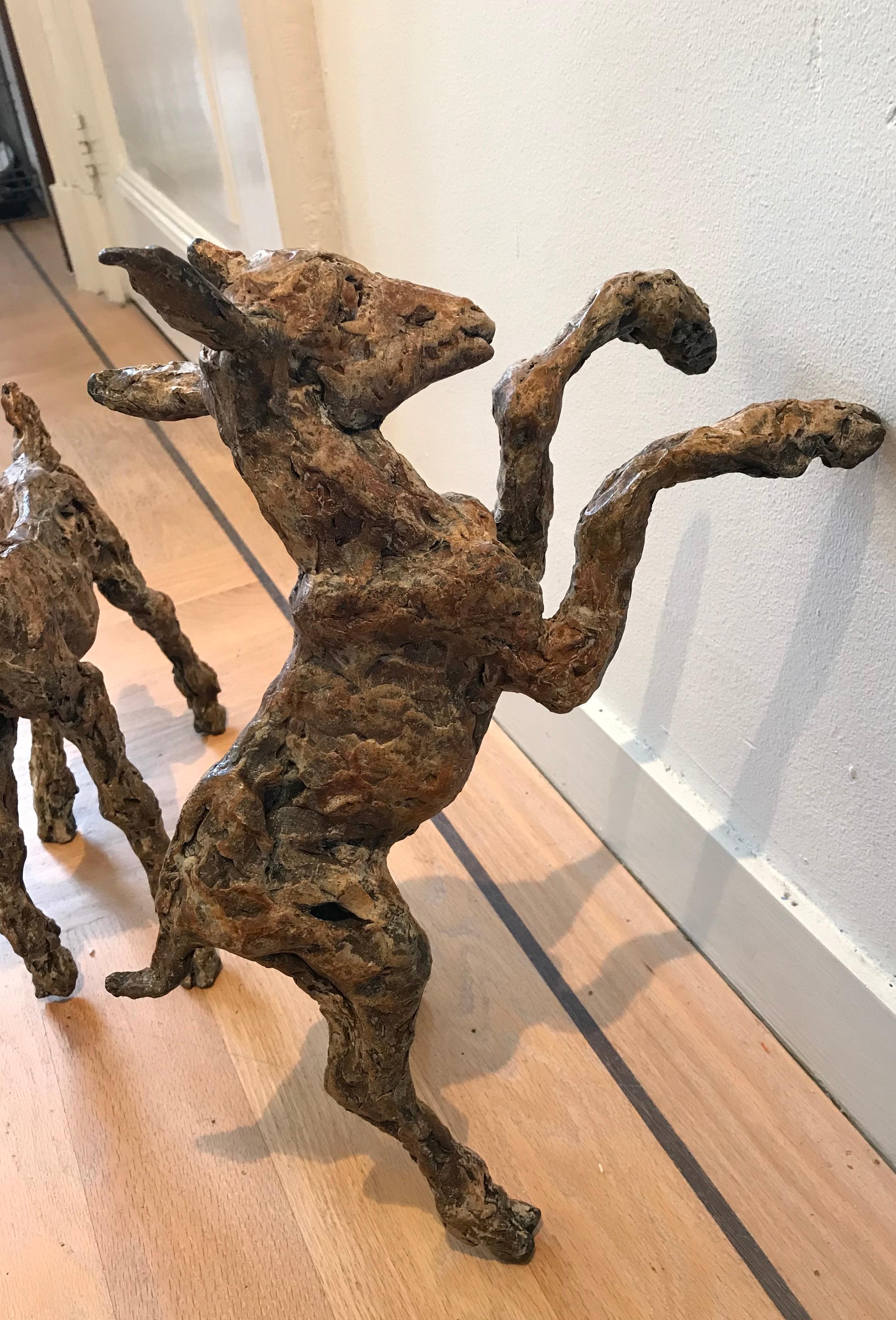 ''Goats Playing'', Contemporary Bronze Sculpture Portrait of Goats 3
