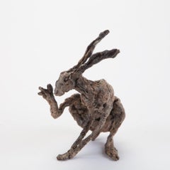 ''Grooming Hare'', Contemporary Bronze Sculpture Portrait of a Hare