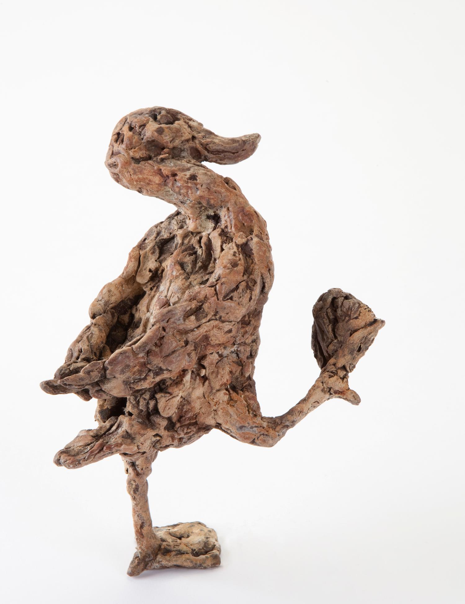 ''Hopsasa'' Contemporary Bronze Sculpture Portrait of a Baby Duck Walking 1
