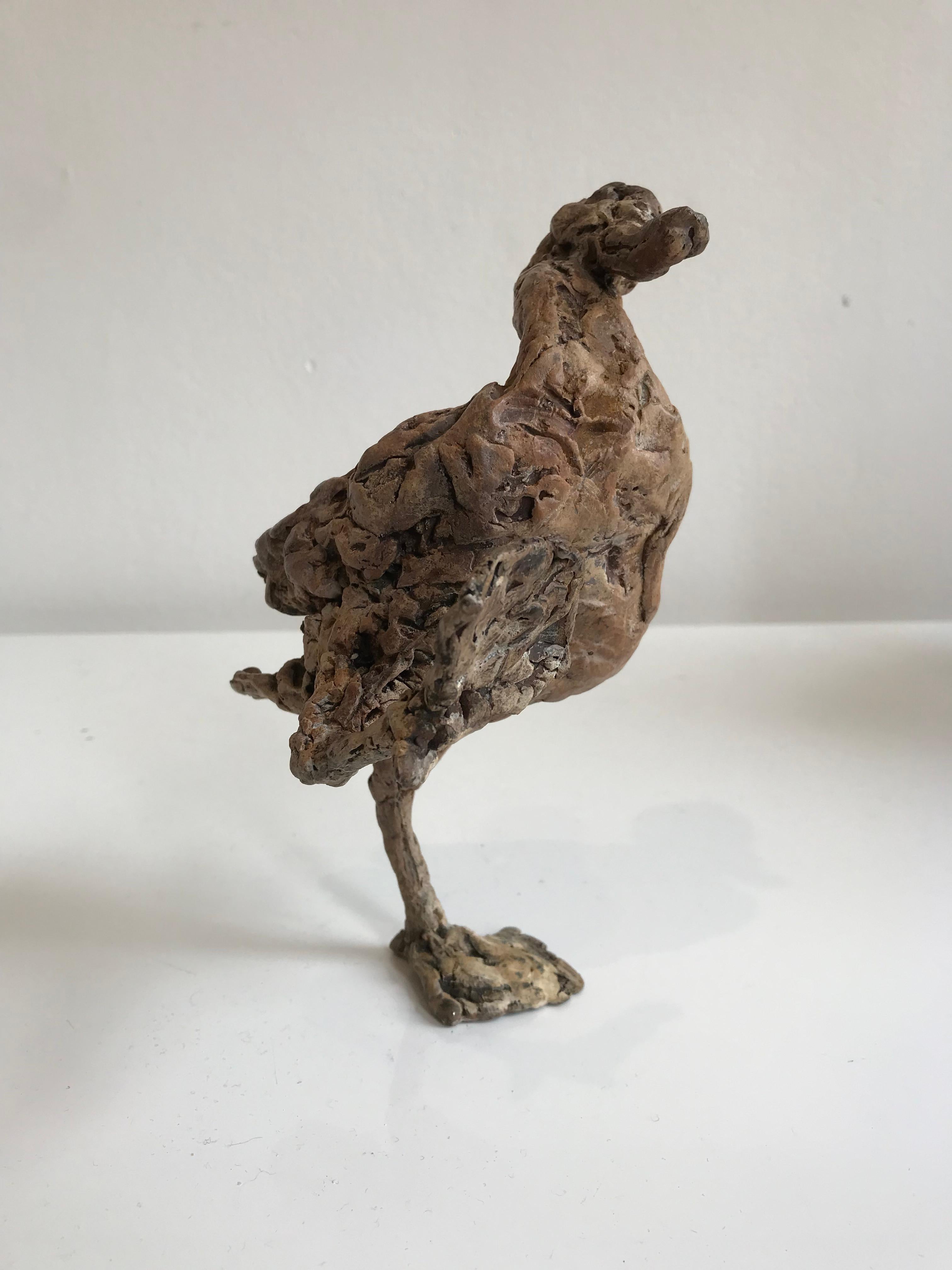 ''Hopsasa'' Contemporary Bronze Sculpture Portrait of a Baby Duck Walking 3