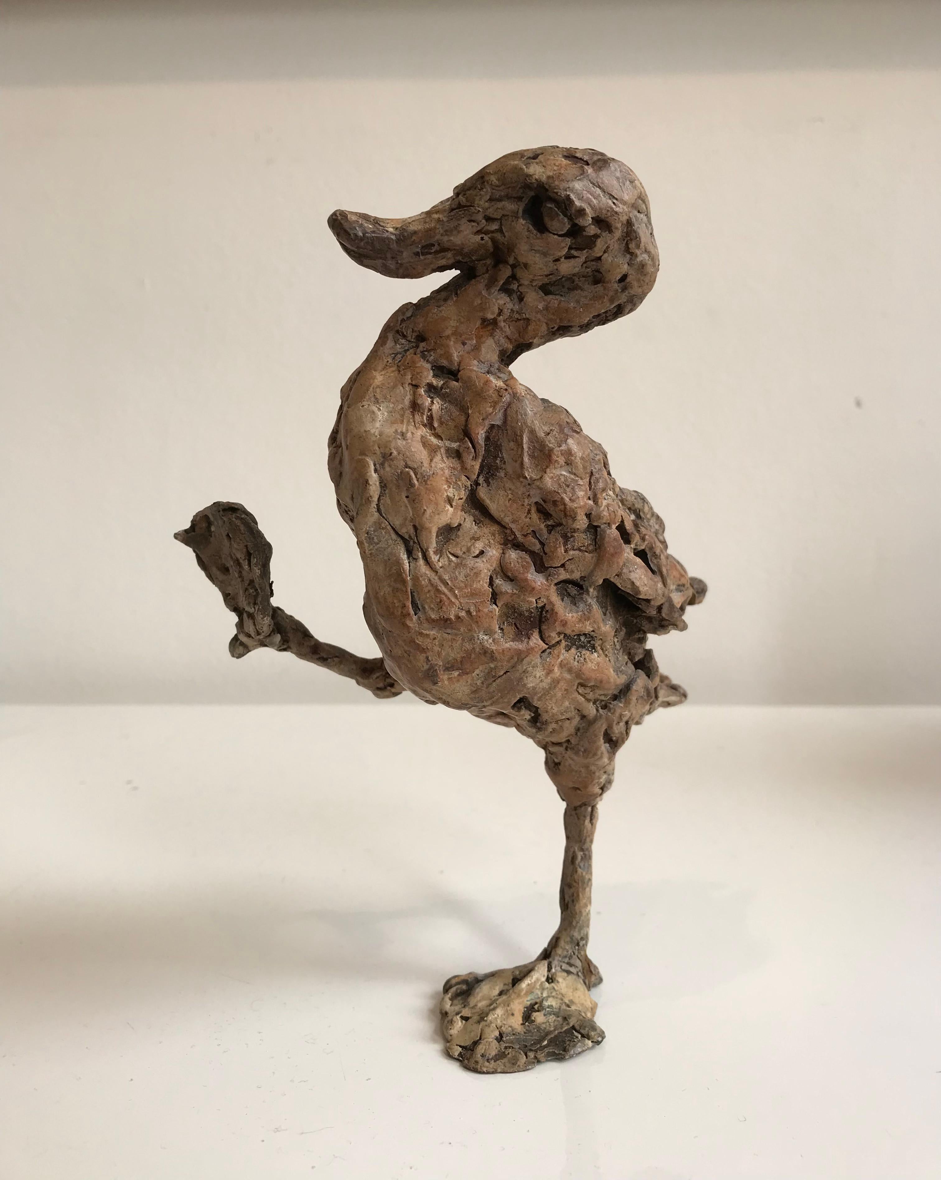 ''Hopsasa'' Contemporary Bronze Sculpture Portrait of a Baby Duck Walking 5