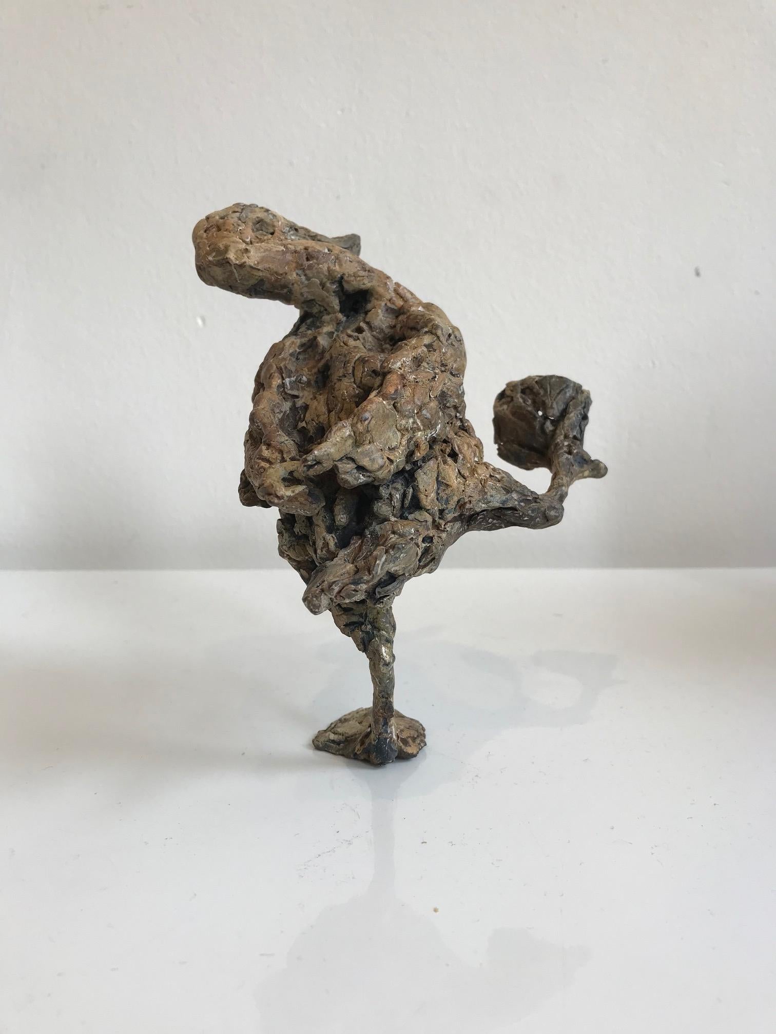 ''Hopsasa'' Contemporary Bronze Sculpture Portrait of a Baby Duck Walking 8