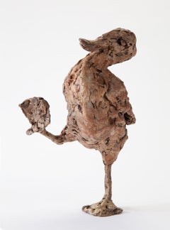 Zeitgenössische Bronzeskulptur „Hopsasa“ Porträt eines BabyEnten beim Spazierengehen