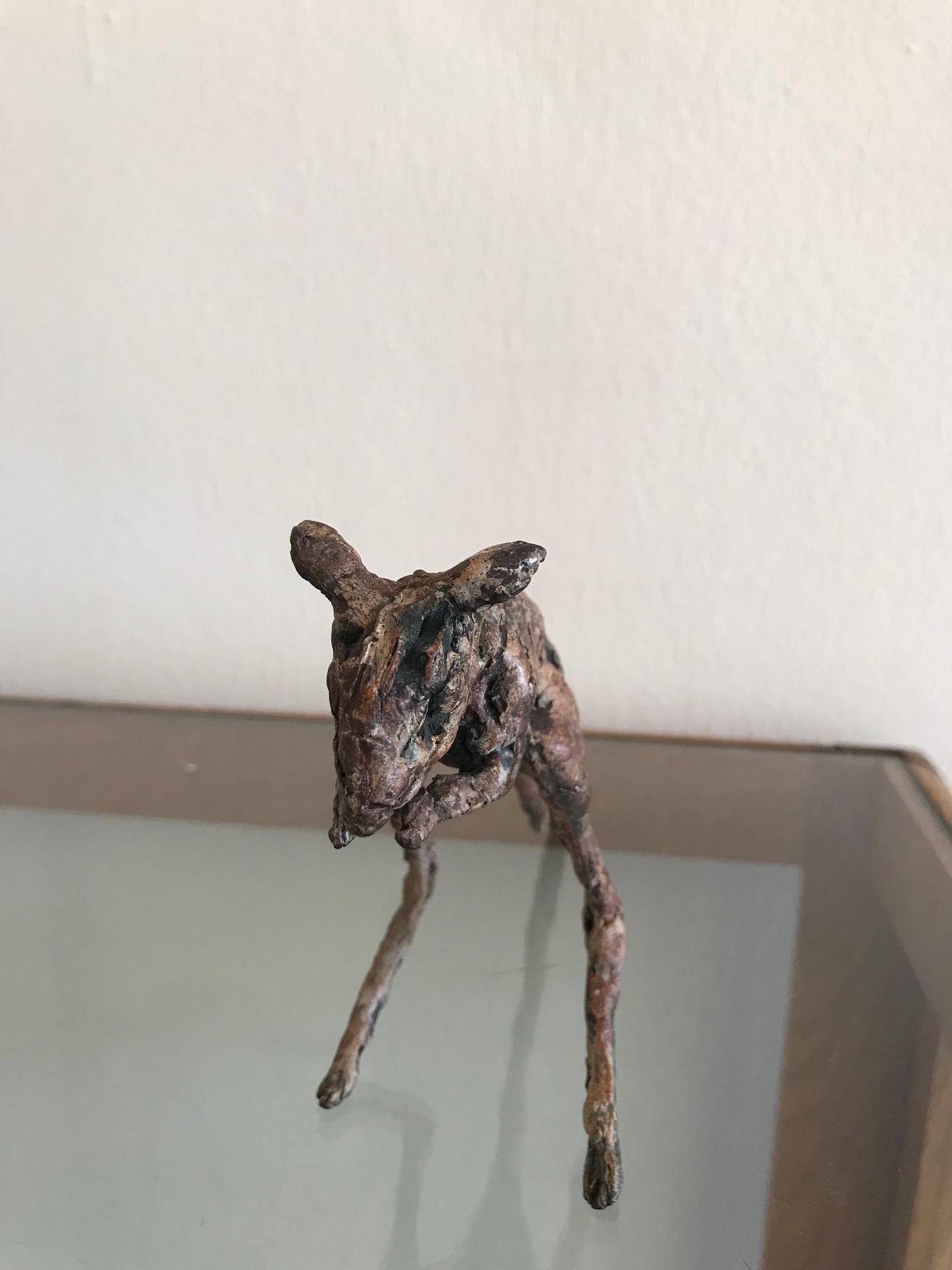 ''Jerboa'', Contemporary Bronze Sculpture Portrait of a Jerboa - Gold Figurative Sculpture by Ans Zondag