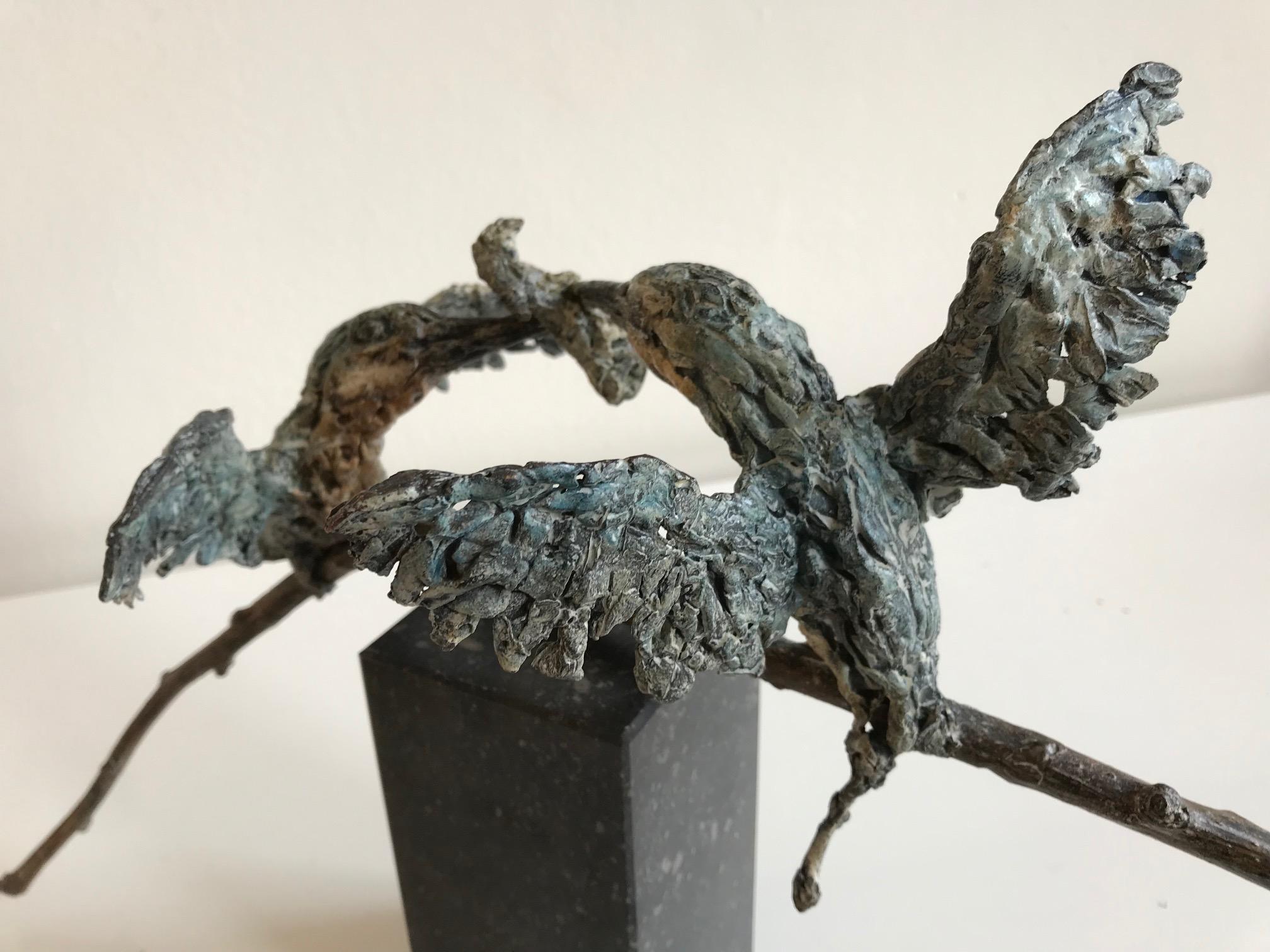 ''Kingfishers'', Contemporary Bronze Sculpture Portrait of 2 Kingfishers, Bird 9