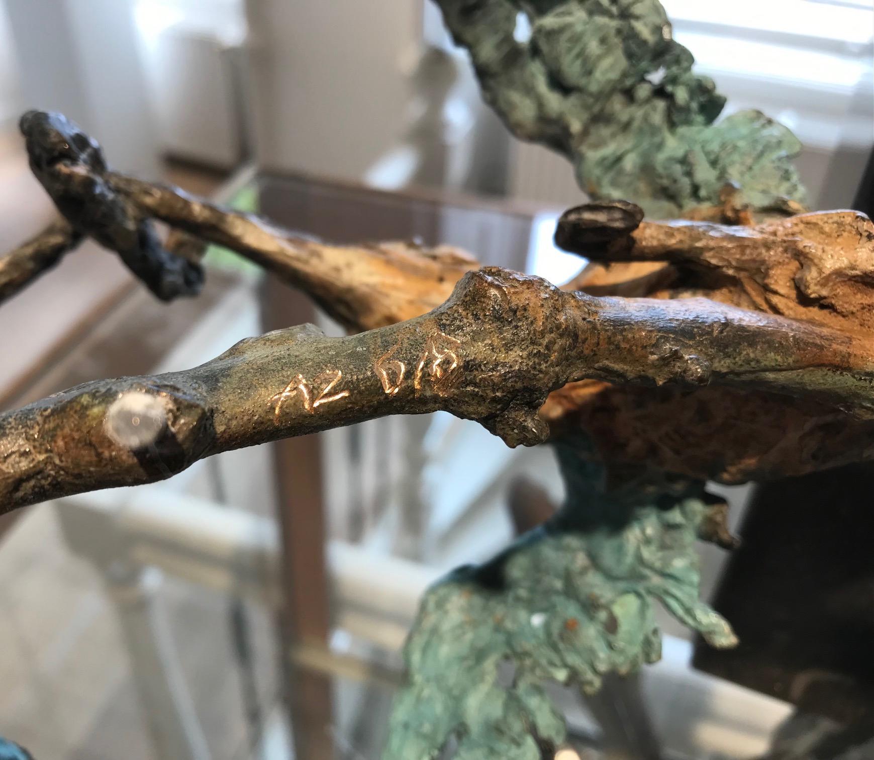 ''Kingfishers'', Contemporary Bronze Sculpture Portrait of 2 Kingfishers, Bird 7