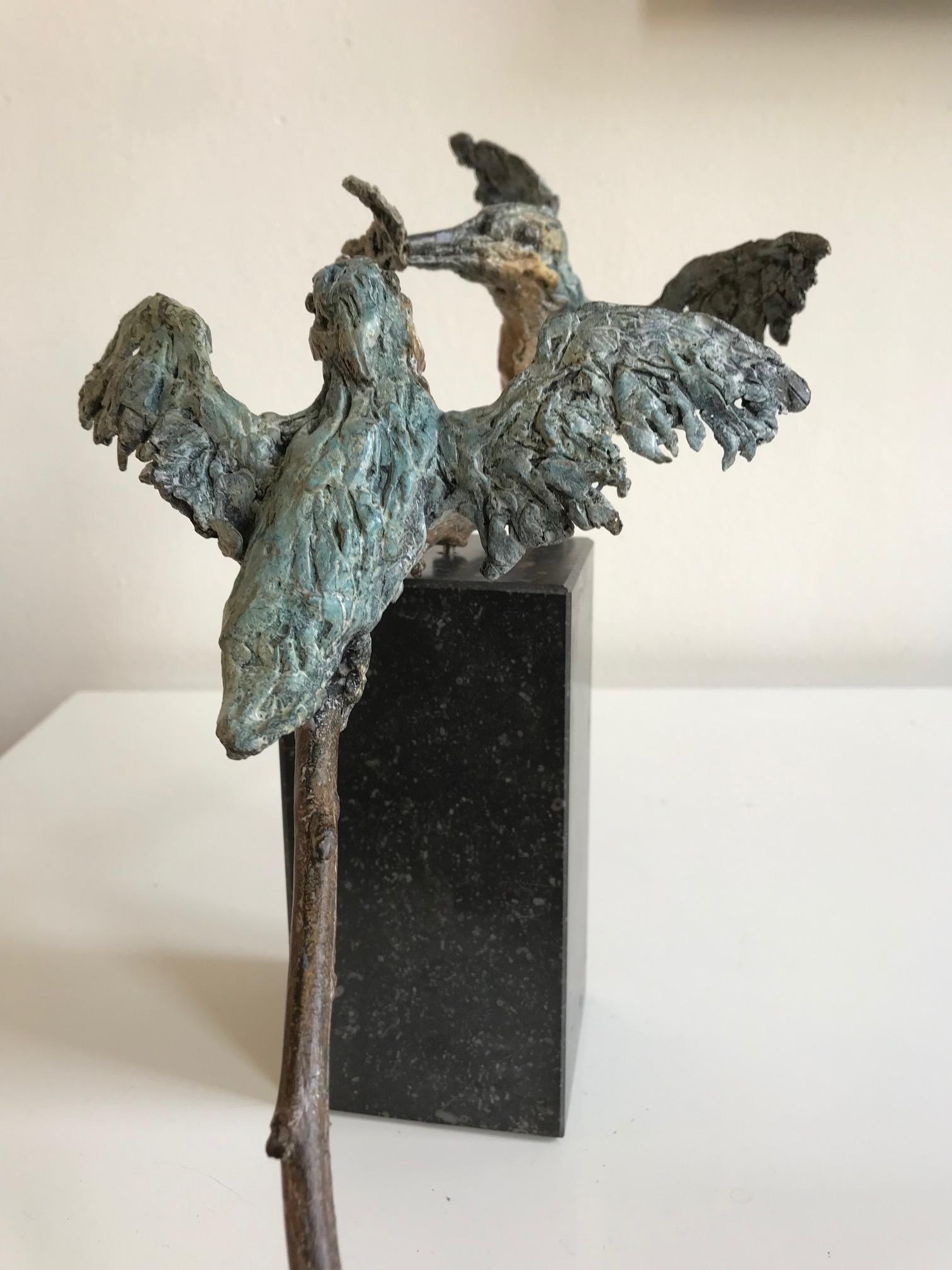 ''Kingfishers'', Contemporary Bronze Sculpture Portrait of 2 Kingfishers, Bird 10