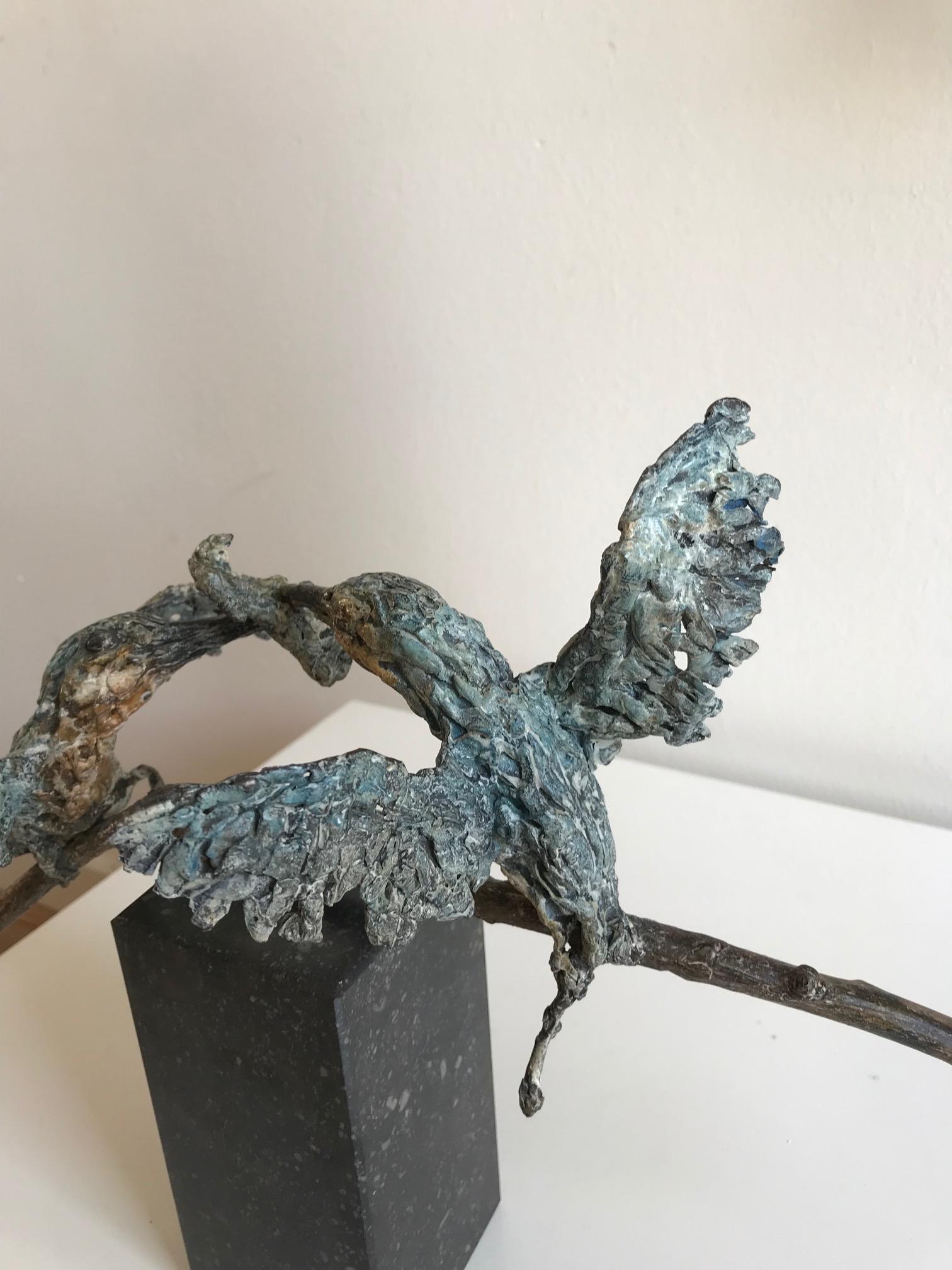 ''Kingfishers'', Contemporary Bronze Sculpture Portrait of 2 Kingfishers, Bird 4