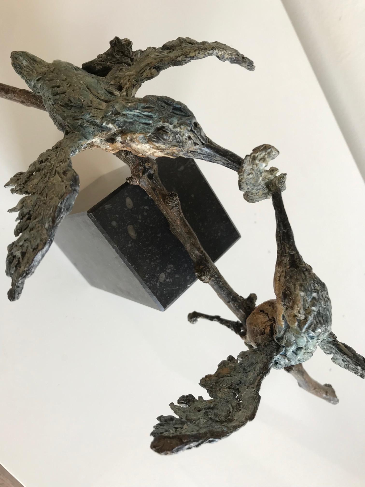 ''Kingfishers'', Contemporary Bronze Sculpture Portrait of 2 Kingfishers, Bird 6