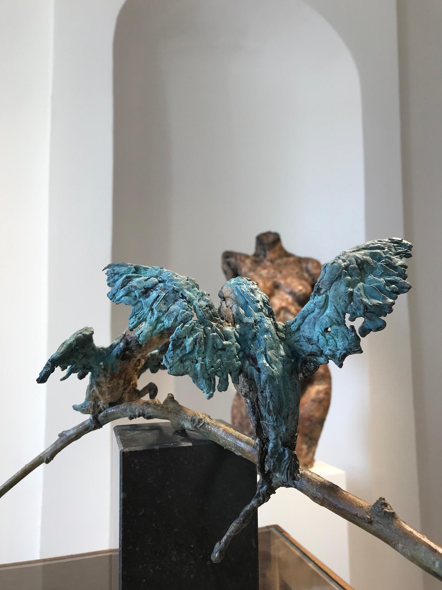 ''Kingfishers'', Contemporary Bronze Sculpture Portrait of 2 Kingfishers, Bird 5