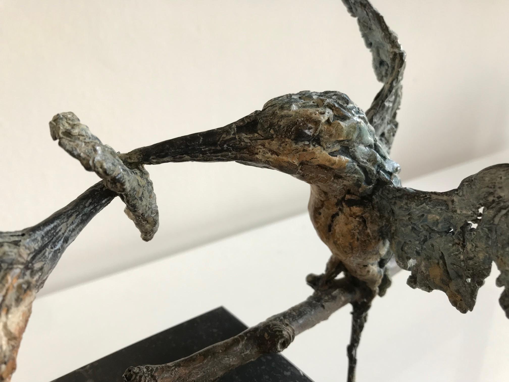 ''Kingfishers'', Contemporary Bronze Sculpture Portrait of 2 Kingfishers, Bird 8