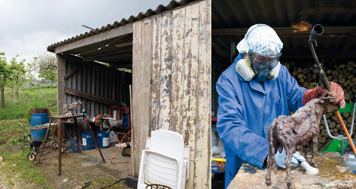 ''Kizz'', scultura contemporanea in bronzo Ritratto di un cucciolo d'anatra, marrone in vendita 6