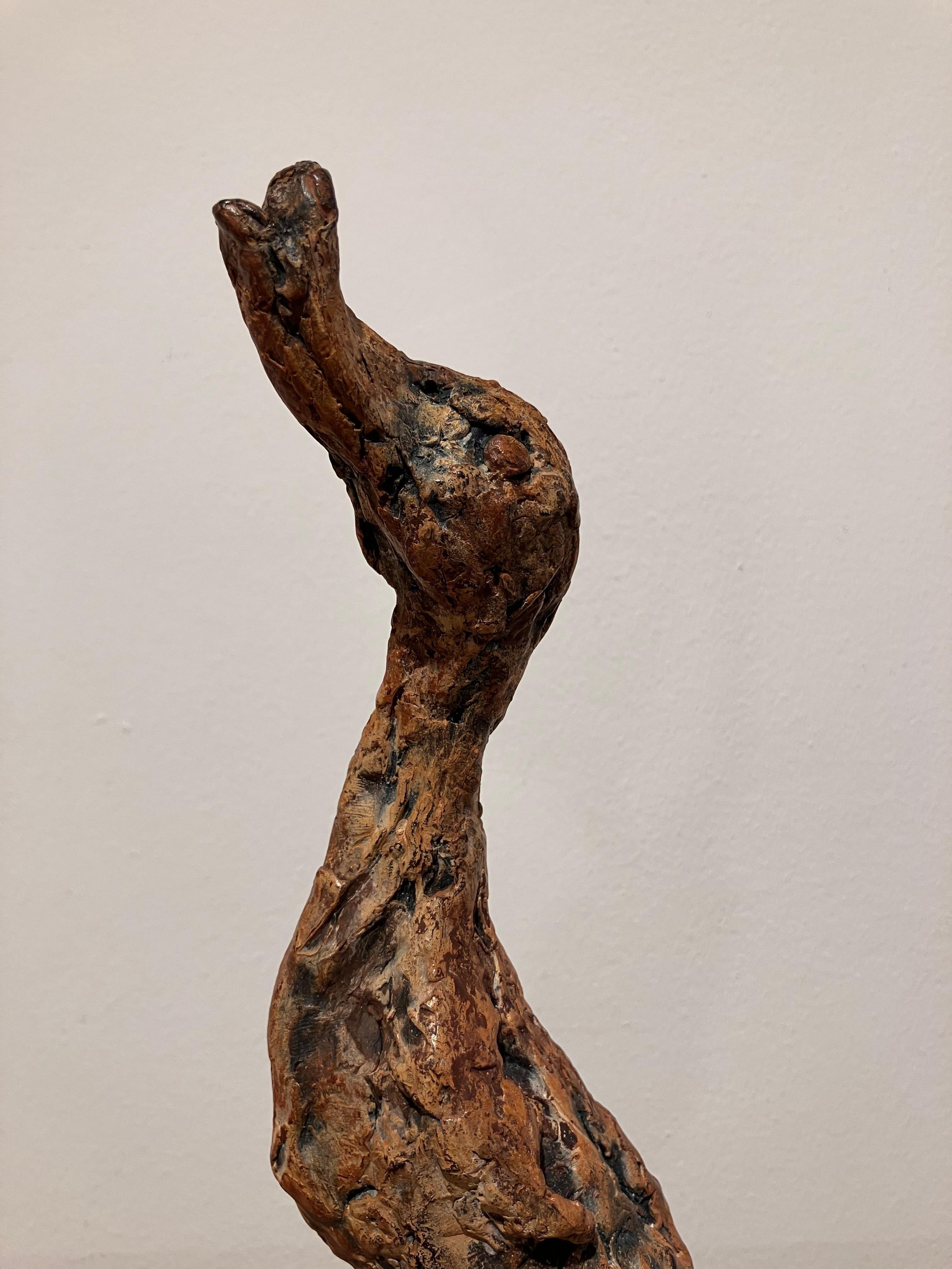 ''Kizz'', scultura contemporanea in bronzo Ritratto di un cucciolo d'anatra, marrone - Sculpture Contemporaneo di Ans Zondag