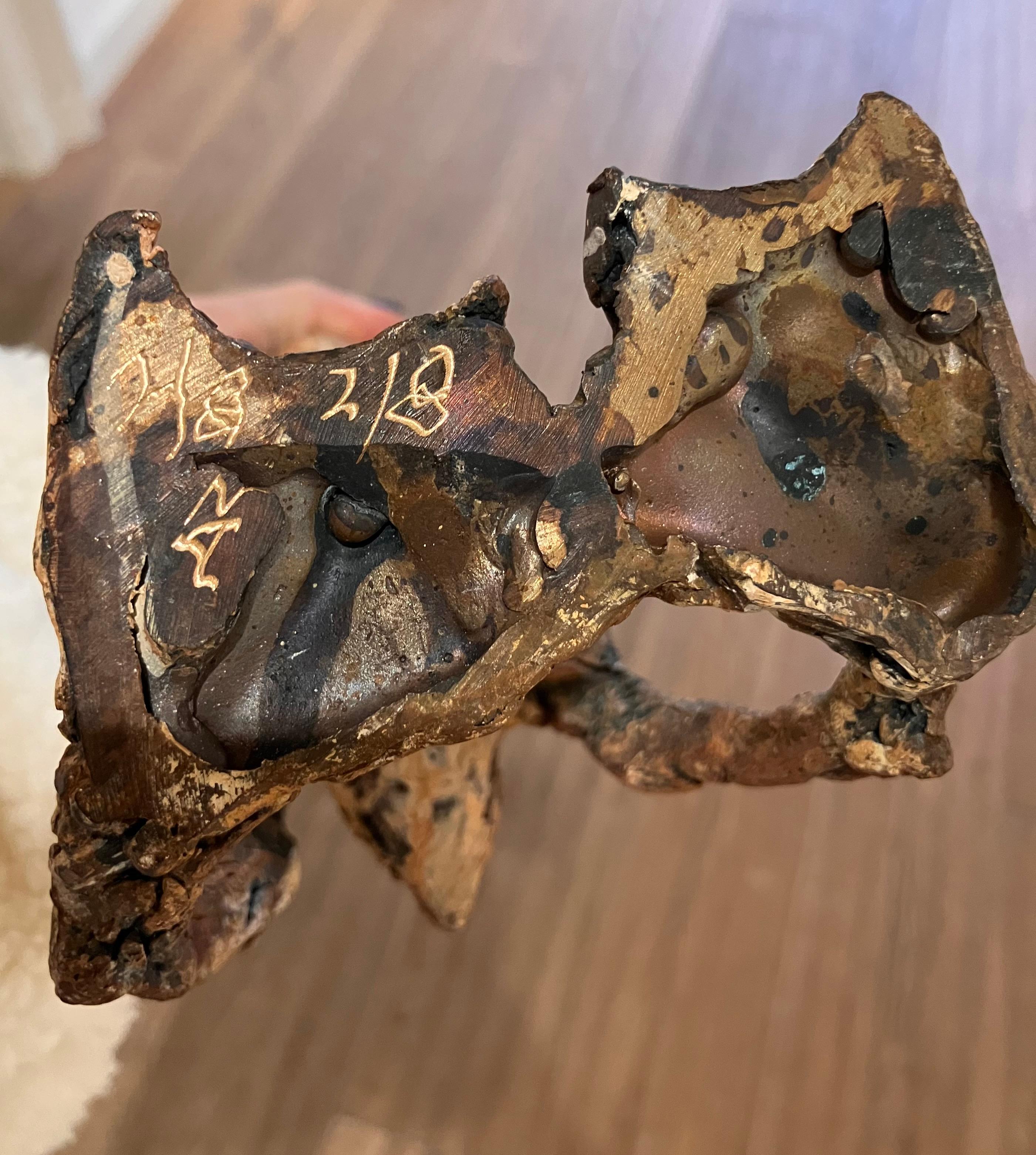 ''Kizz'', scultura contemporanea in bronzo Ritratto di un cucciolo d'anatra, marrone in vendita 3