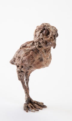 ''Little Tintin'' Contemporary Bronze Sculpture Portrait of a Baby Chick