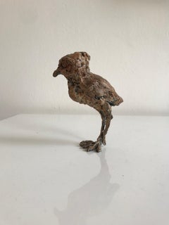 ''Little Tintin'' Contemporary Bronze Sculpture Portrait of a Baby Chick