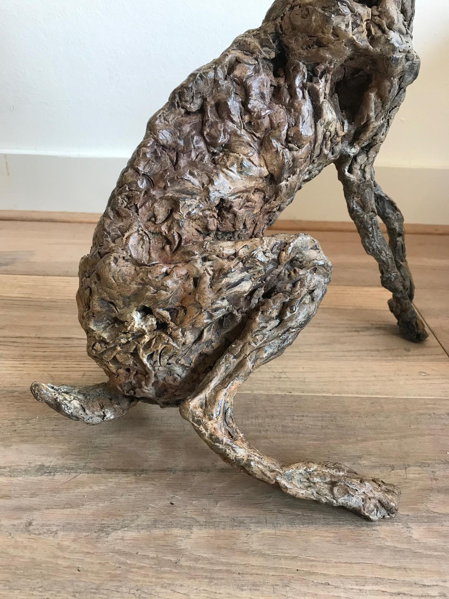 „Miss Twiggy“, zeitgenössische Bronzeskulptur-Porträt eines Hares im Angebot 4