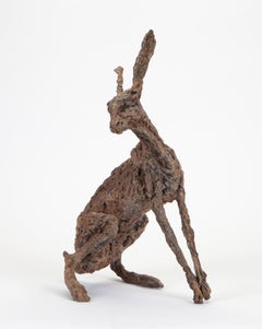 „Miss Twiggy“, zeitgenössische Bronzeskulptur-Porträt eines Hares