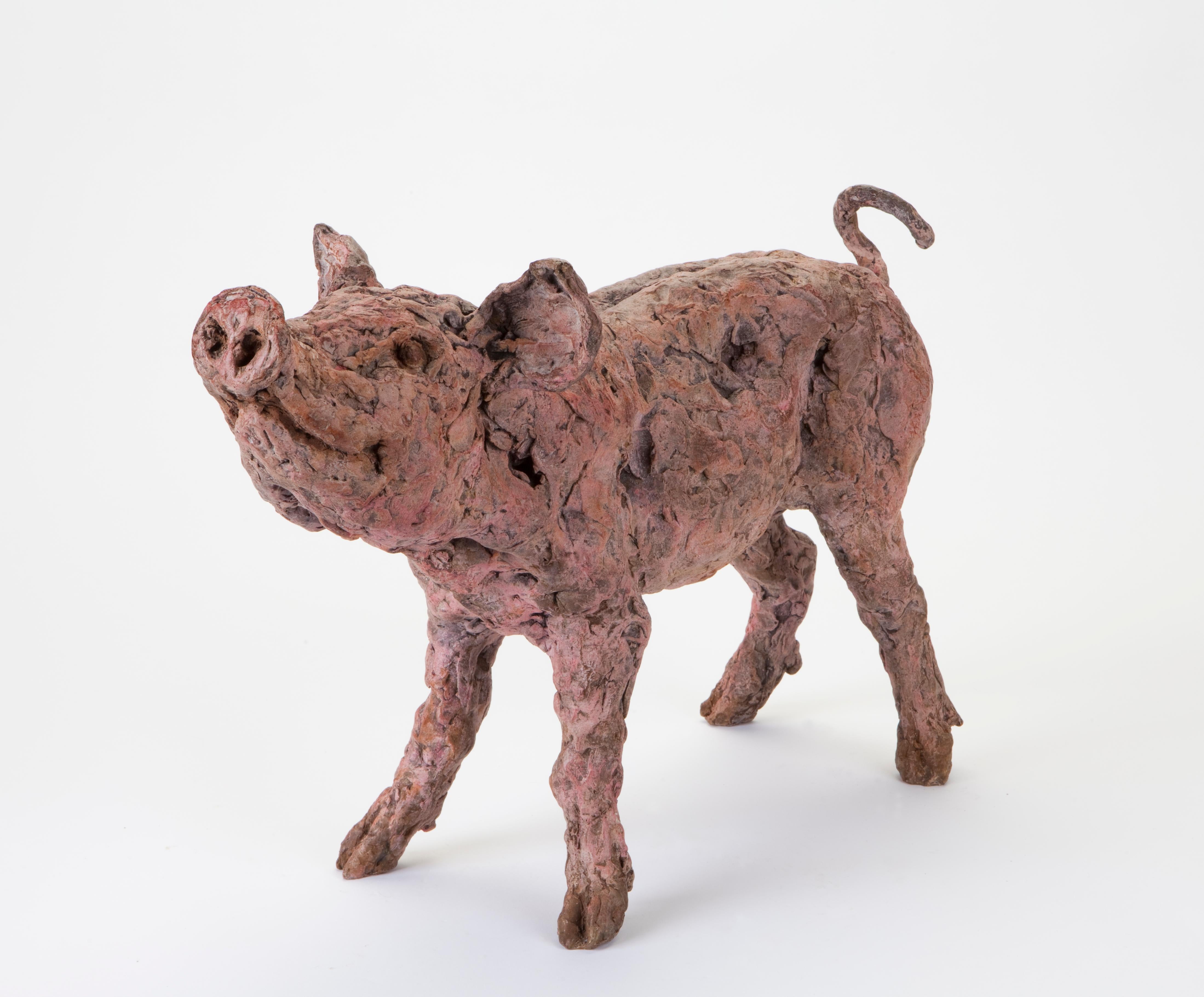 ''Pink Pig'', Contemporary Bronze Sculpture Portrait of a Pig 1