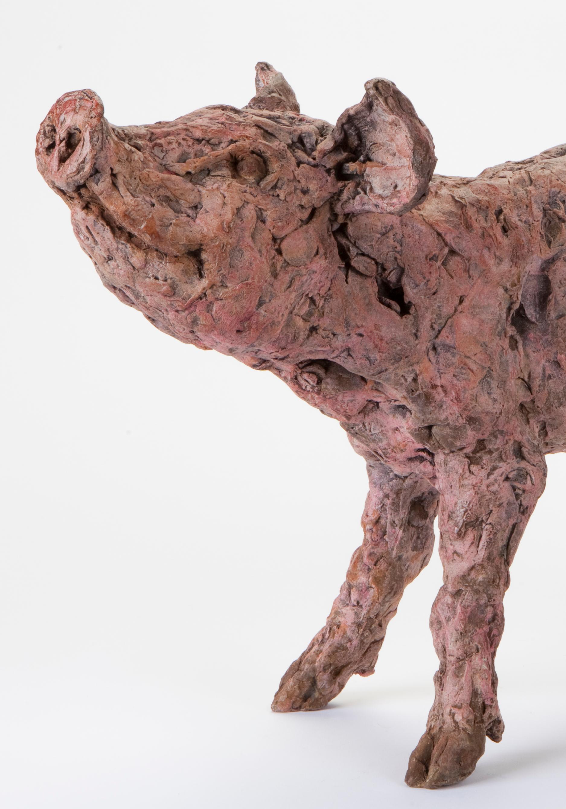 ''Pink Pig'', Contemporary Bronze Sculpture Portrait of a Pig 2