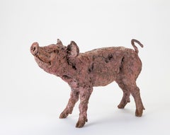 ''Pink Pig'', Contemporary Bronze Sculpture Portrait of a Pig