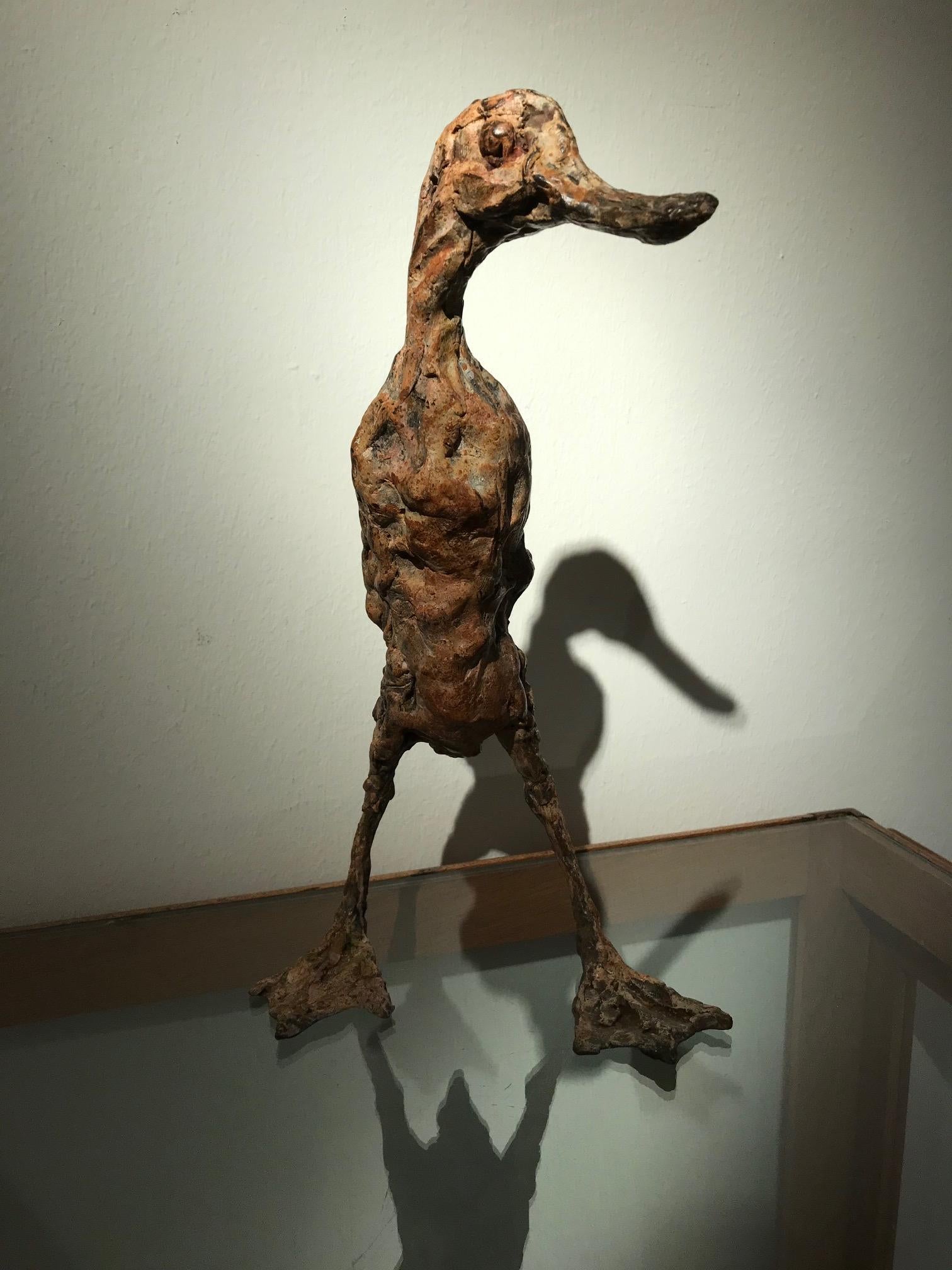 ''Pointy Duck'', Contemporary Bronze Sculpture Portrait of a Duck 3