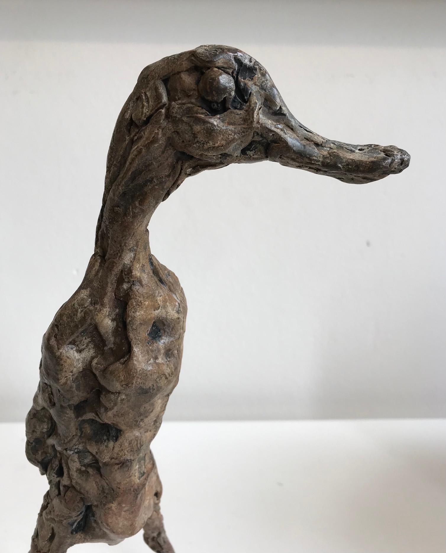 ''Pointy Duck'', Contemporary Bronze Sculpture Portrait of a Duck 1