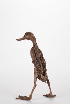 Zeitgenössische Bronzeskulptur „Pointy Duck“ mit Porträt einer Ente