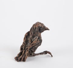 ''Sitting Sparrow'', Contemporary Bronze Sculpture Portrait of a Sparrow, Bird