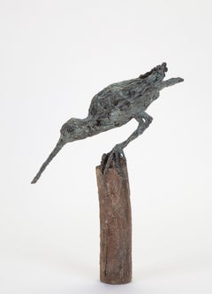 ''SnipSnap'' Contemporary Bronze Sculpture Portrait of a Snipe, Bird
